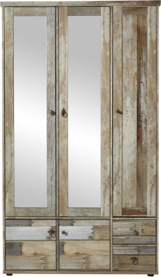 Emob Garderobekast Clem 109cm met 5 deuren & 2 lades driftwood - Foto 3