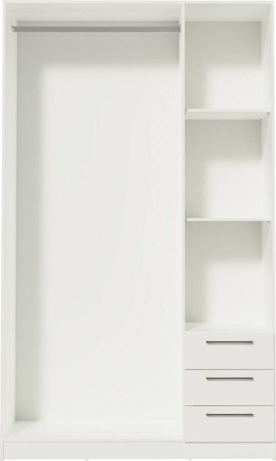 Emob Kledingkast Tarn 120x200cm met 3 deuren & 3 lades wit