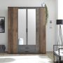 Emob Kledingkast Ellis 160cm met 4 deuren 2 lades & spiegel old style beton - Thumbnail 2