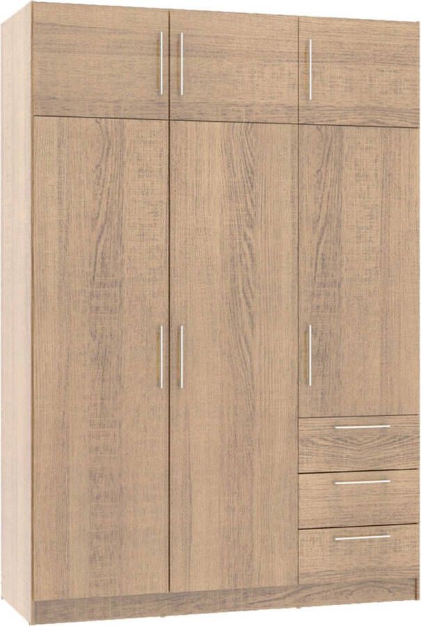 Emob Kledingkast Tarn 137cm met 6 deuren & 3 lades walnoot