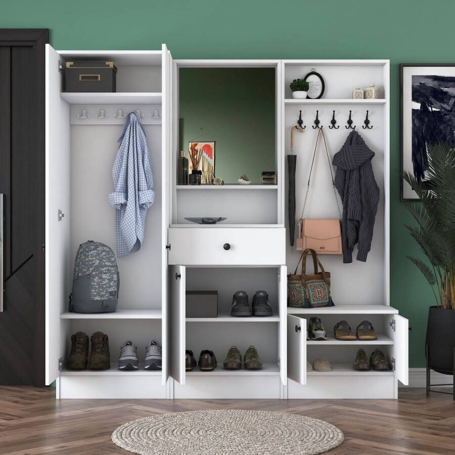 Emob Locelso Garderobekast 100% Melamine Gecoat Wit 18mm Dikte