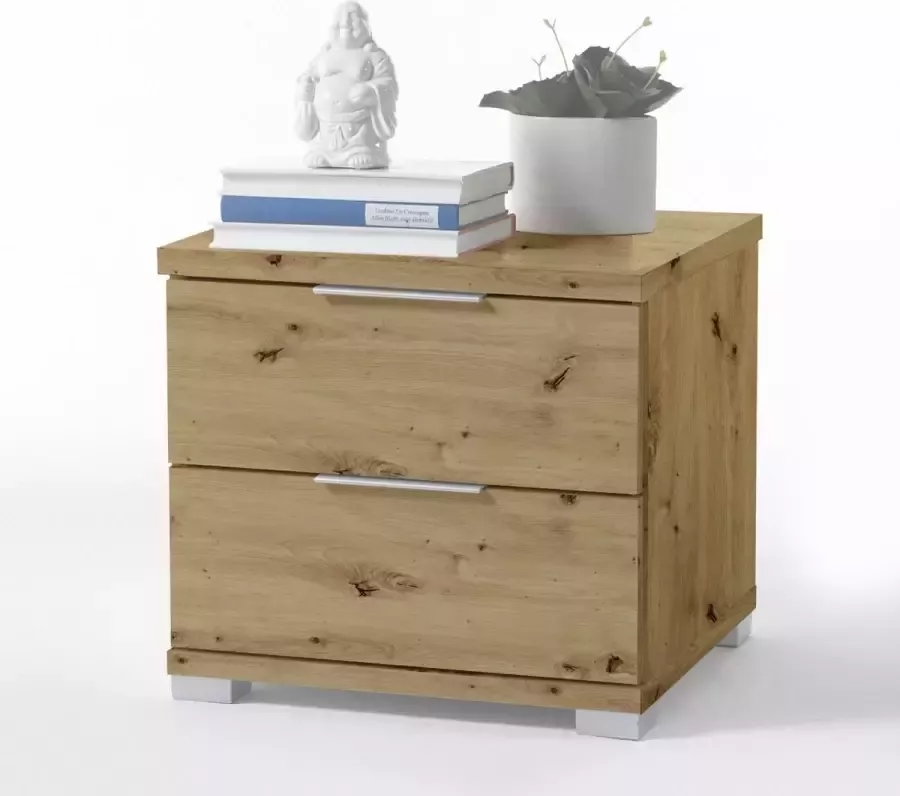 Emob Nachtkastje Nacho 46cm met 2 lades oude eik Slaapkamerkasten Bruin Spaanplaat Slaapkamerkasten Op voorraad - Foto 3