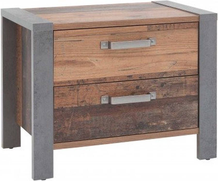 Emob Nachtkastje Vella 100% Melamine Gecoat Haagbeuk Poten Metalen en Touw Handgrepen Sonoma Eik Slaapkamerkasten Bruin Melamine; Spaanplaat Slaapkamerkasten Op voorraad - Foto 4