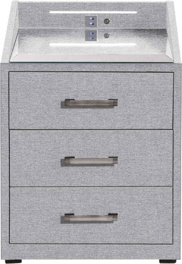 Emob Nachtkastje Tivoli met verlichting & USB-poort antraciet Slaapkamerkasten Antraciet Textiel; Polyester Slaapkamerkasten Op voorraad - Foto 3