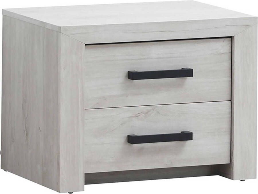 Emob Nachtkastje Elvira 2 lades witte eik Slaapkamerkasten Wit Spaanplaat Slaapkamerkasten Op voorraad - Foto 2