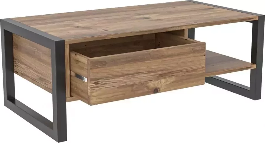 Stijlvolle Salontafel Zwart & Eiken Design 105x40x55cm Duurzaam Melamine Materiaal - Foto 2