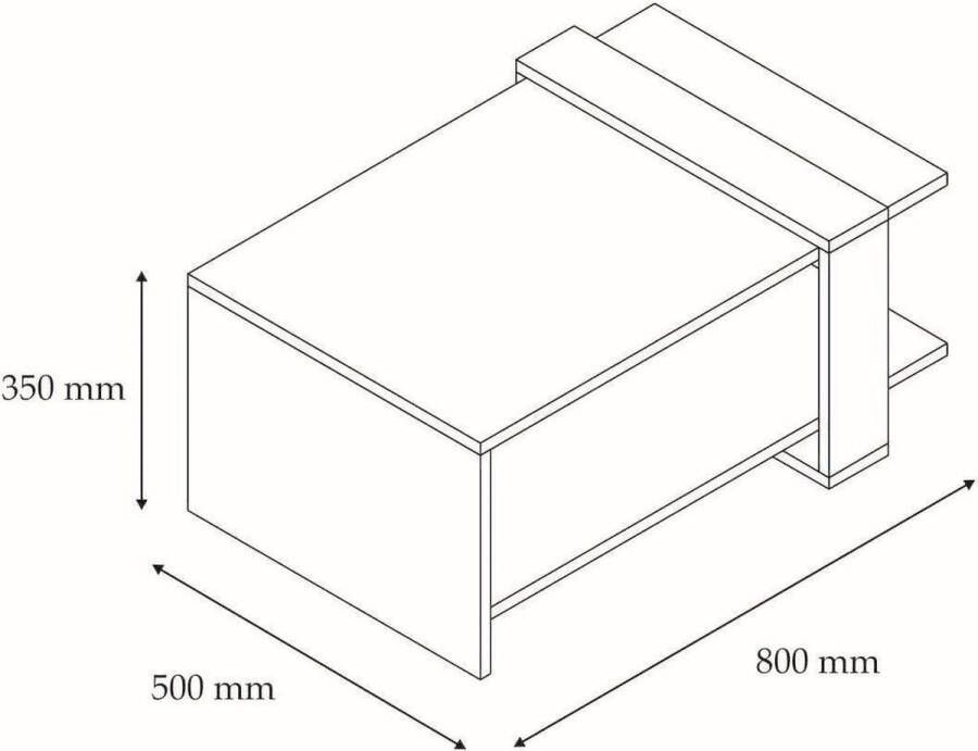 Emob Salontafel Antraciet & Eiken 80x35x55cm Stijlvolle Melamine Afwerking