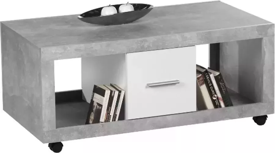 OTTO Stolkom Salontafel Stone met wielen en lades beton wit BxHxD 115x50x60 cm