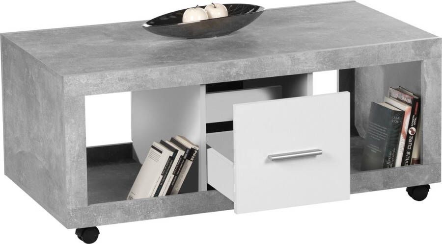 OTTO Stolkom Salontafel Stone met wielen en lades beton wit BxHxD 115x50x60 cm - Foto 2