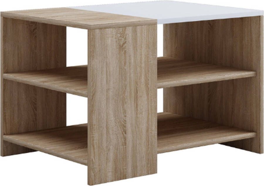 Emob Salontafel Milana 70x50 cm-Sonoma eik wit Salontafels outlet Wit; Bruin Melamine; Spaanplaat Salontafels outlet Op voorraad