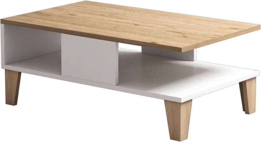 Emob Salontafel Almaren 100% Melamine Gecoat Eiken Wit Salontafels outlet Wit; Bruin Melamine Salontafels outlet Op voorraad - Foto 3