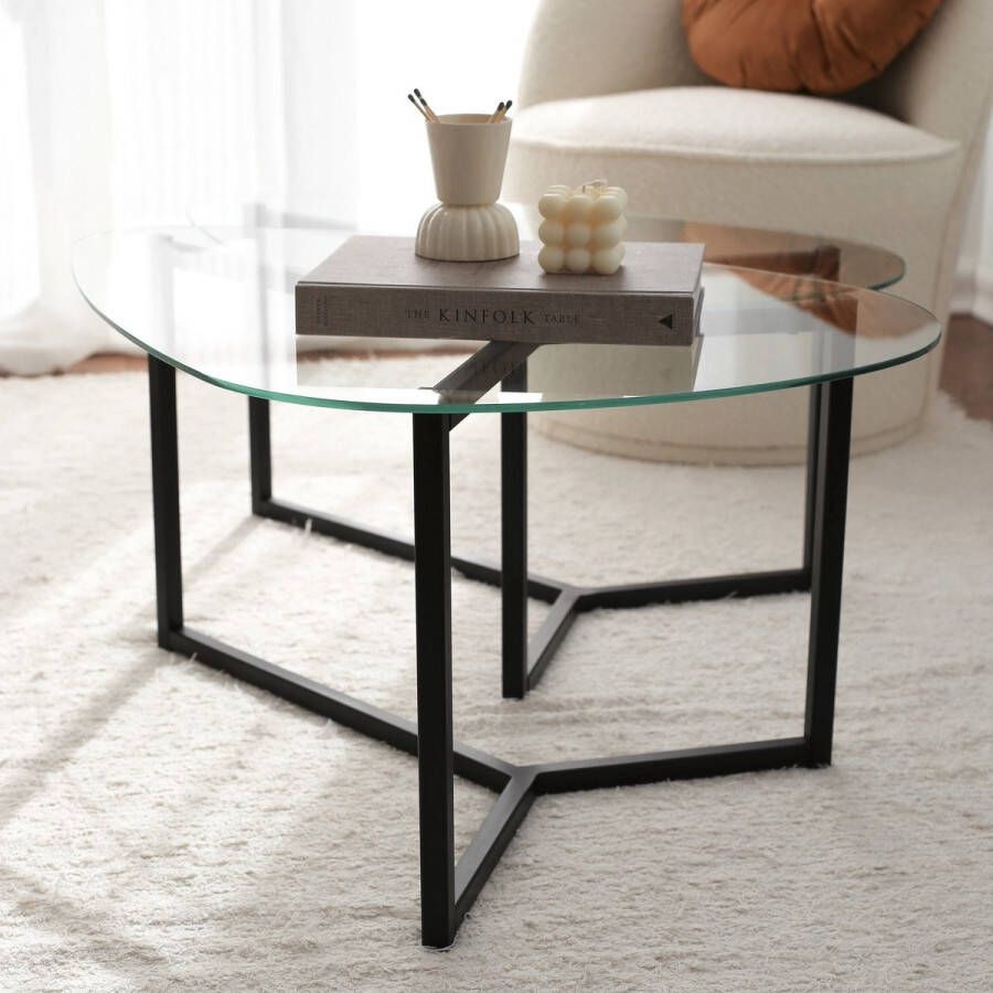 Emob Salontafel Zwart 39x39x64 cm - Foto 2