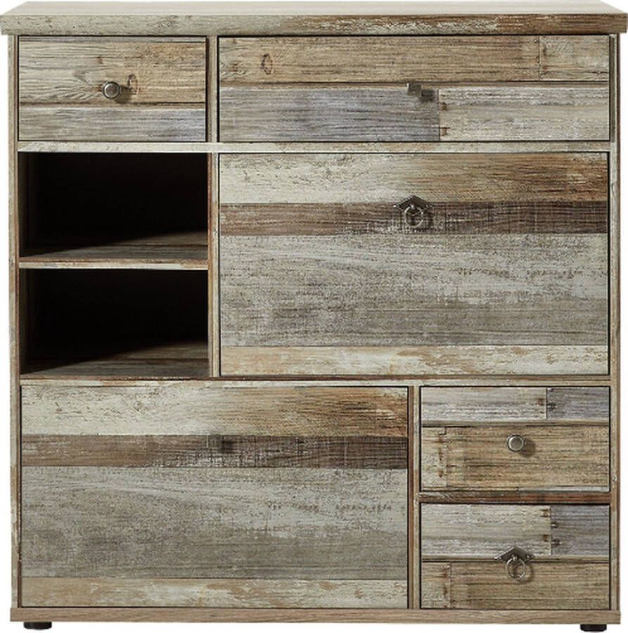 Emob Schoenenkast Clem 99cm met 2 deuren & 4 lades driftwood - Foto 5