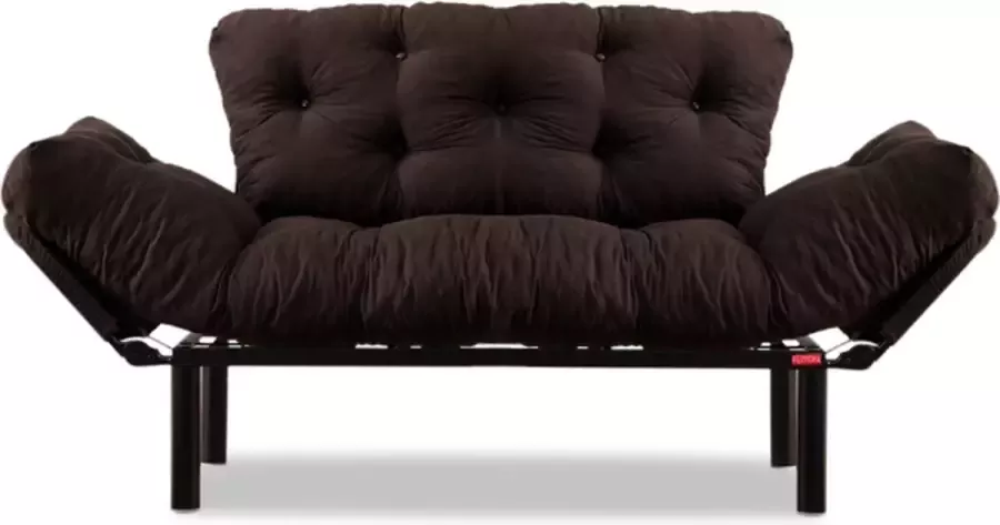 Emob Comfortabel tweepersoons slaapbank 100% metalen frame 100% microvezel stof gemakkelijk schoon te maken bruin