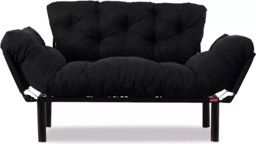 Merkloos Asir bankbed slaapbank Sofa 2-zitplaatsen Zwart 155 x 70 x 85 cm - Foto 2