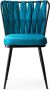 Emob Stijlvolle en comfortabele stoelenset 4-delig Zwart Blauw Fluweel - Thumbnail 2