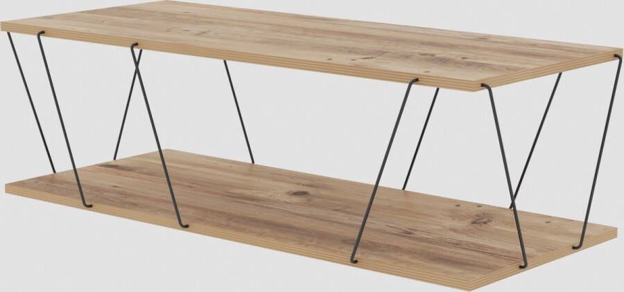 Vente-unique BFD BestFurnitureDesign Salontafel industrieeldesign Salontafel Hout Koffietafel Houtentafel L 120 x B 50 x H 30 cm - Foto 2