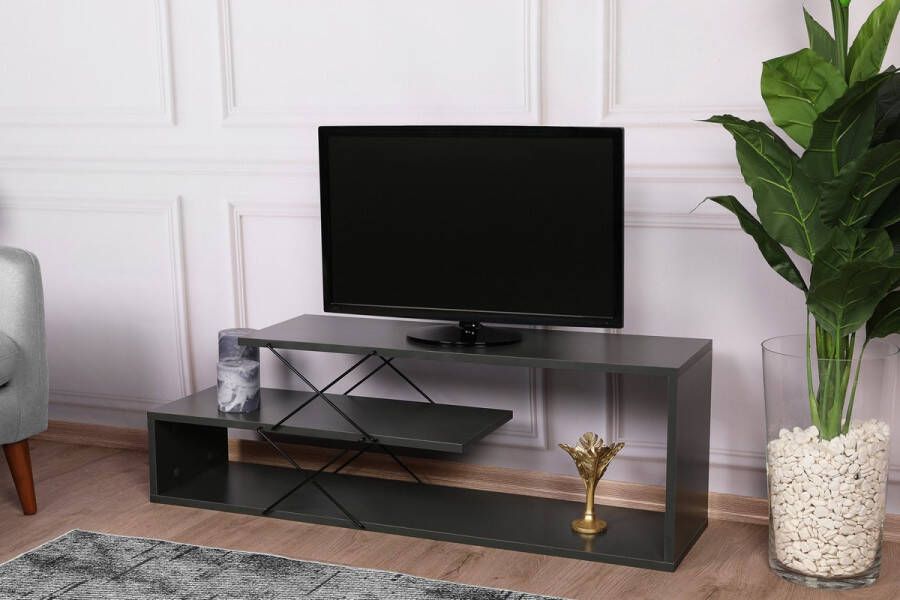 Emob TV Meubel Kalune TV-meubel 100% Melamine Antraciet 45 Planken 120cm Antraciet
