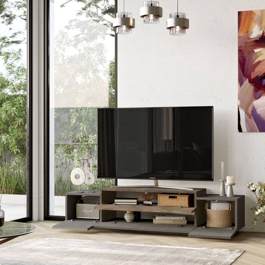 Emob TV Meubel Modern TV-meubel 100% Gemelamineerd Board Brons 160cm Betonlook