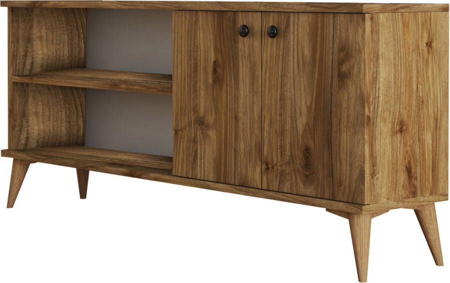 Emob TV Meubel Modern TV-meubel 100% Melamine coating Notenhout Breed Zwevend Ontwerp 138cm Bruin