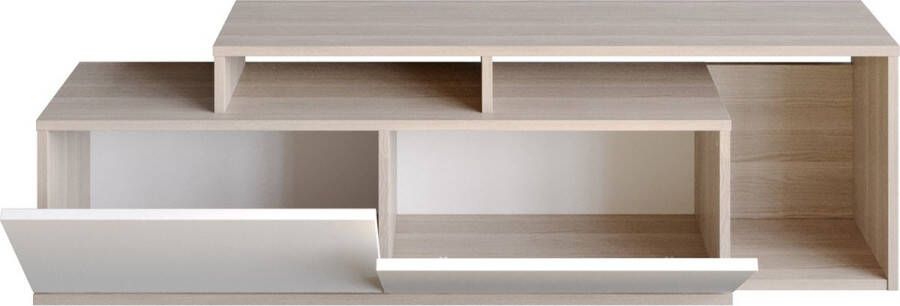 Emob TV Meubel Modern TV-meubel met Planken 100% Gemelamineerd Cordoba Wit 150cm Bruin