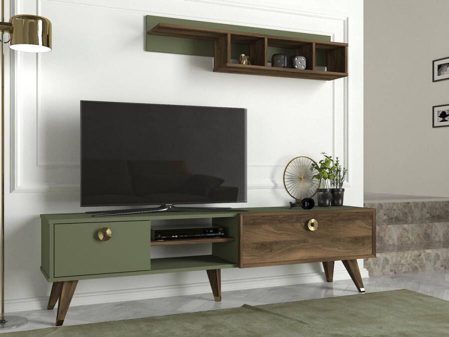 Emob TV Meubel Tera Home TV-meubel 100% Melamine 18 mm Dikte x48x32 Notengroen 180cm Groen