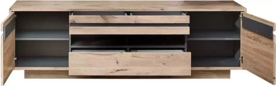 Emob TV Meubel TV-meubel Bellini 2 deuren & 2 lades 205cm Bruin; Antraciet - Foto 2