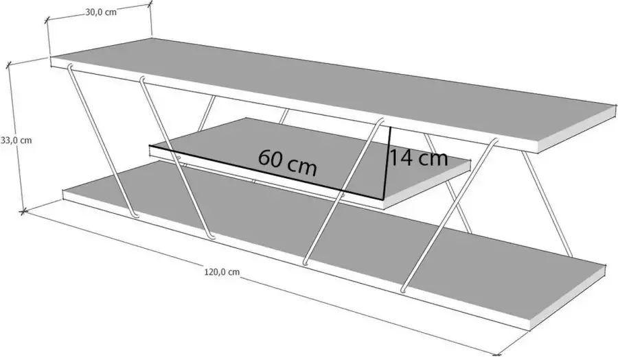TV Meubel Stijlvol Zwart & Walnoot Design 120x33x30cm Duurzaam Melamine Materiaal - Foto 2