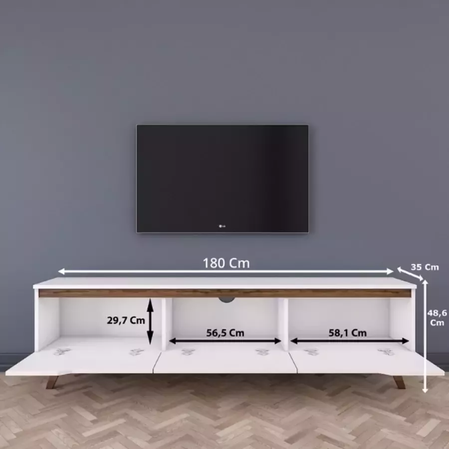 Emob TV Meubel Tv-meubel Floor-wit okkernoot 180cm Wit