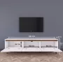 TV Meubel Stijlvol Walnoot & Wit Design 180x48 6x35cm Duurzaam Melamine Materiaal - Thumbnail 2