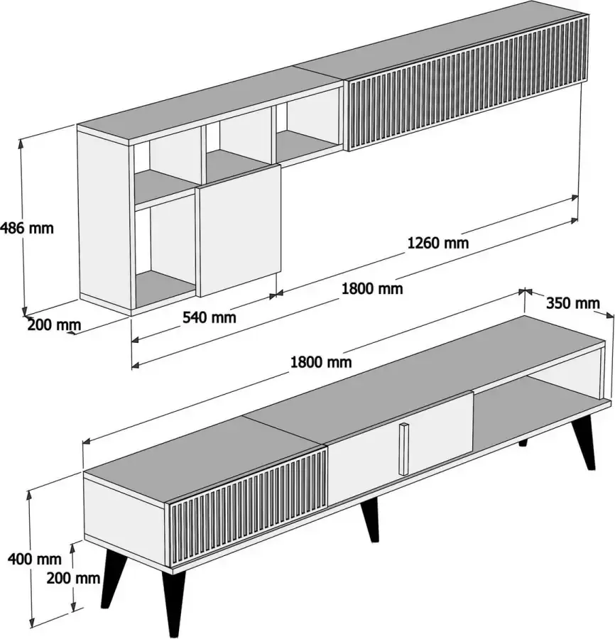 Emob TV Meubel Tv-meubel Melania-okkernoot marmerdecor 180cm Beige - Foto 3