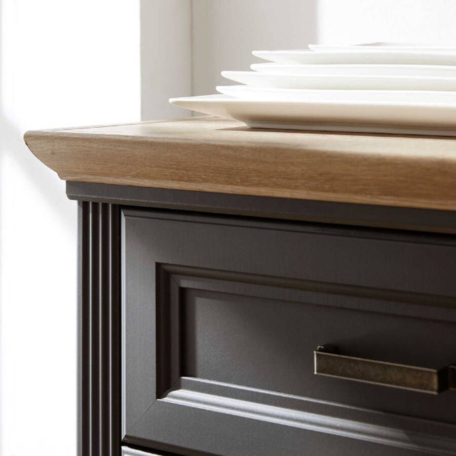 Emob TV-meubel Samine 193cm 2 deuren & 1 lade grafiet eik Kasten outlet Grijs Spaanplaat Kasten outlet Op voorraad