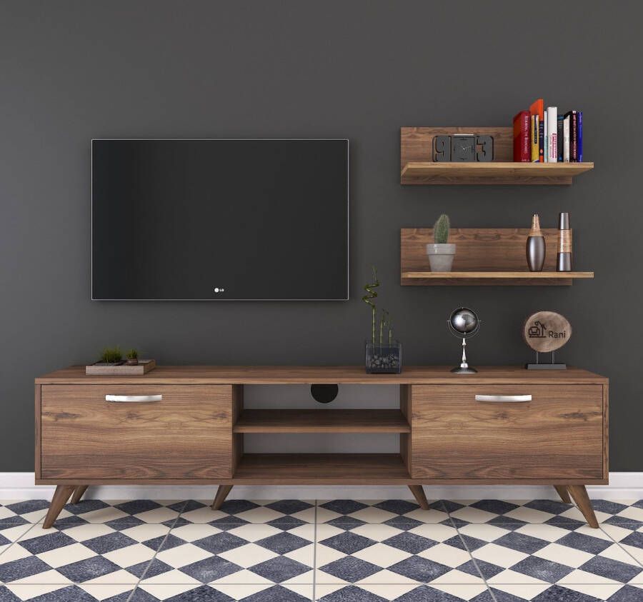 Emob TV Meubel Wren TV-meubel 100% Melamine Notenhout Breedte 180cm