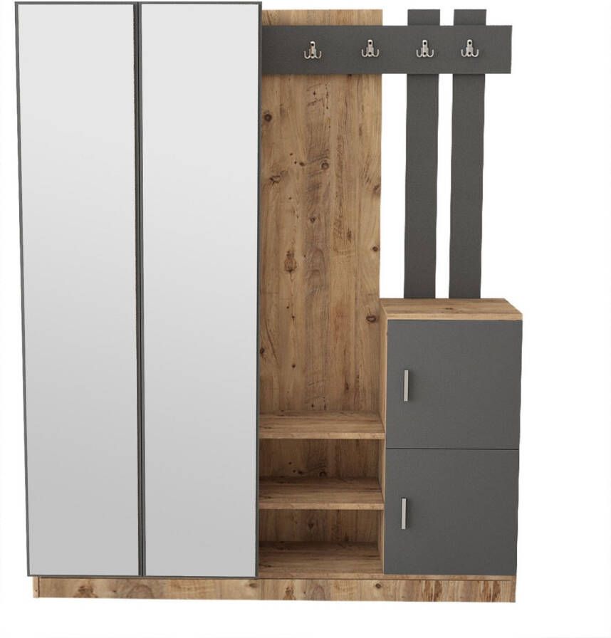 Arabic House Garderobemeubel Didim Large Melamine Atlantic Pine Antraciet - Foto 2