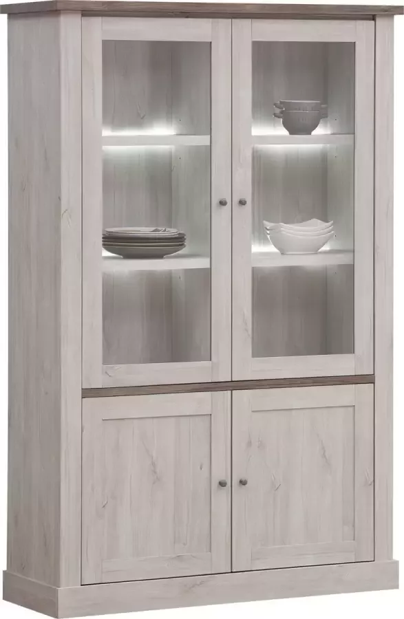 Emob Vitrinekast Wit 126cm Country