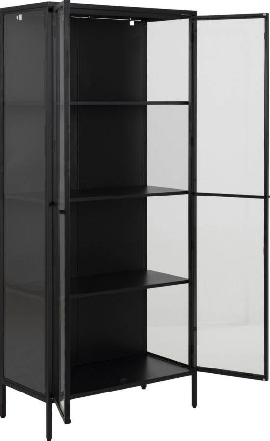 Hioshop Newbor vitrinekast H180 met 2 glazen deuren zwart. - Foto 2