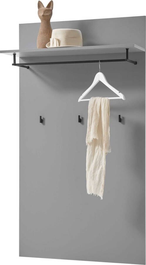 Emob Wandkapstok Seta 3 haken met hoedenplank en roede hoogglans grijs Woonaccessoires outlet Grijs Spaanplaat Woonaccessoires outlet Op voorraad - Foto 2