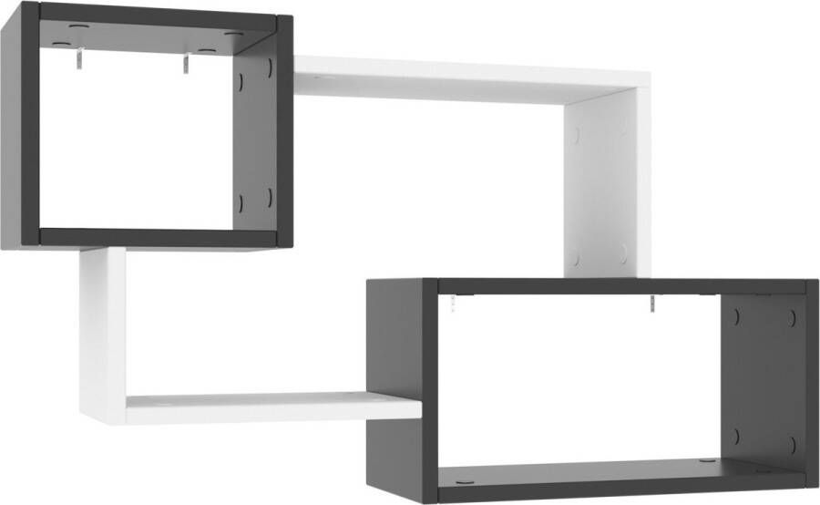 Asir Group Wandplank 18mm Dik 90x51x20cm Antraciet Wit Woonaccessoires outlet Wit; Antraciet Spaanplaat Woonaccessoires outlet Op voorraad - Foto 2