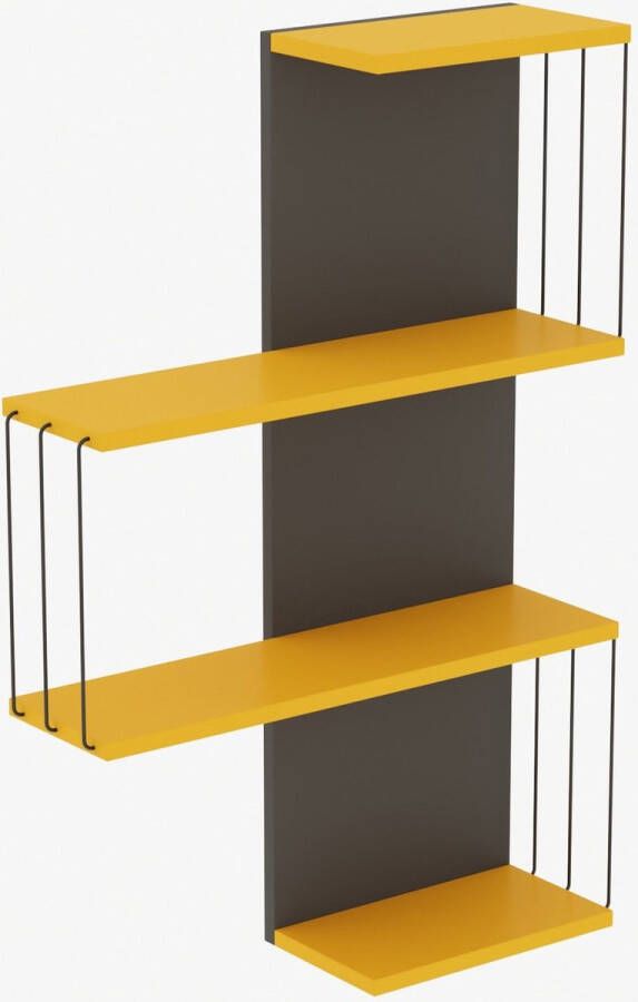 Asir Group Çambel Wandplank 100% MELAMINE Geel Antraciet Woonaccessoires outlet Zwart; Geel Spaanplaat Woonaccessoires outlet Op voorraad