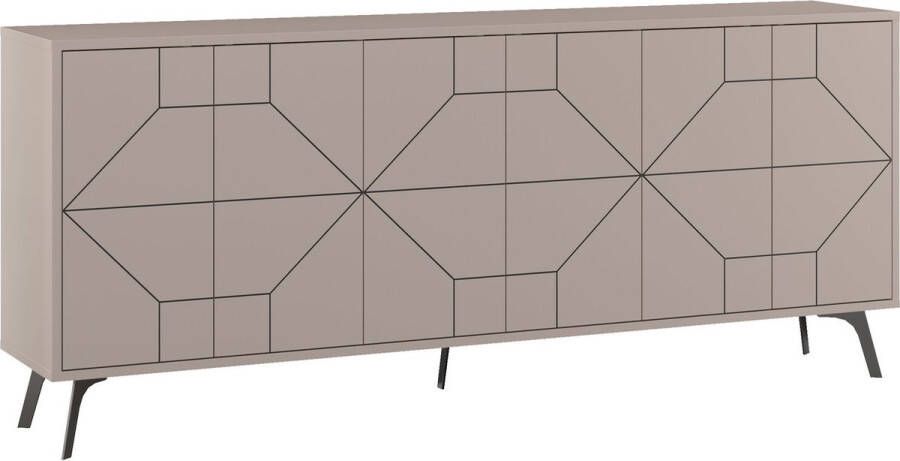 Emob Wood Fashion Console 184cm Licht Mokka 18mm Dik Woonkamerkasten Taupe Spaanplaat Woonkamerkasten Op voorraad - Foto 2