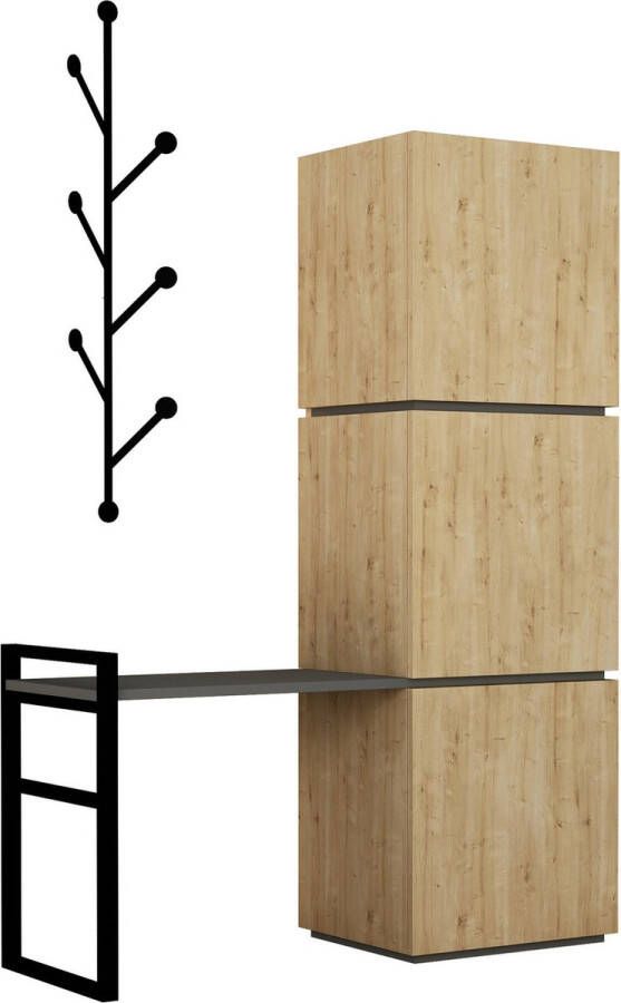 Emob Mello Schoenenkast 100% MELAMINE Eiken Antraciet Asir Group Summer Sale Bruin; Antraciet Melamine; Spaanplaat Summer Sale Op voorraad - Foto 2