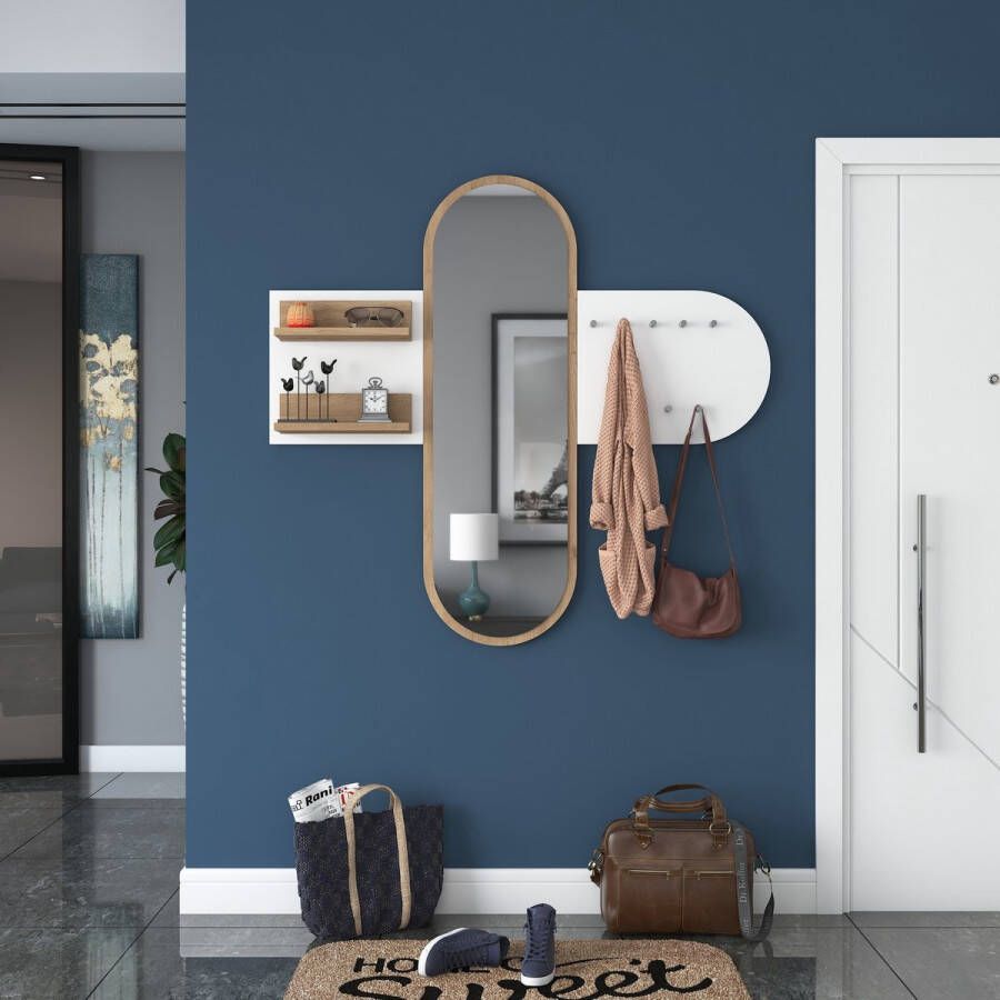 Asir Group P3 Kapstok 100% MELAMINE Wit Walnoot Hal & berging Wit; Bruin Melamine; Spaanplaat Hal & berging Op voorraad - Foto 3