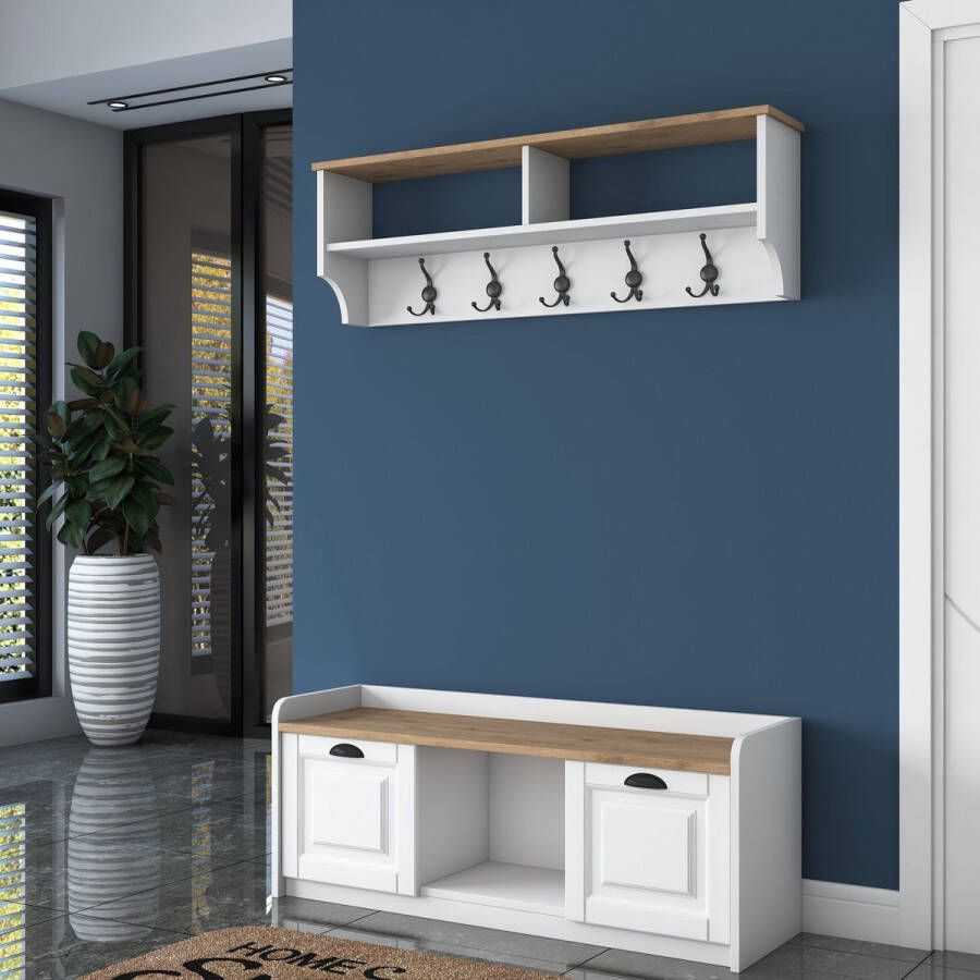 Emob Wren vestiaire 100% Melamine Gecoat Wit Walnoot Halkasten Wit Melamine Halkasten Op voorraad - Foto 2