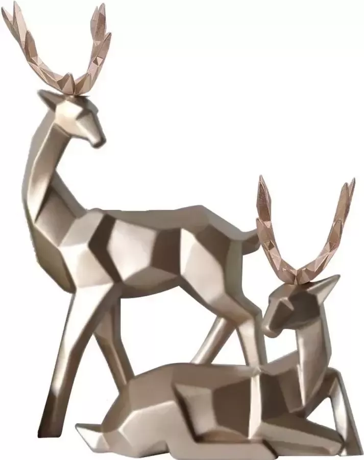 Empyrea Ymiko 2 stuks beeldje Lovers Deer Sculptuur Dierendecor Modern Hars Hert Beeldje Sculptuur Thuis Desktop Cabinet Ornamenten Decoratie (Gouden)