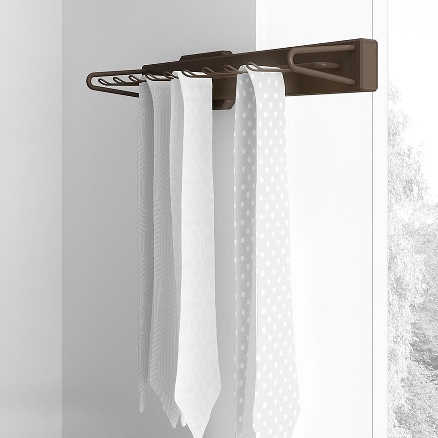 Emuca Dassenrek lateraal uitschuifbaar zachte sluiting Aluminium en kunststof Mokka kleur - Foto 2