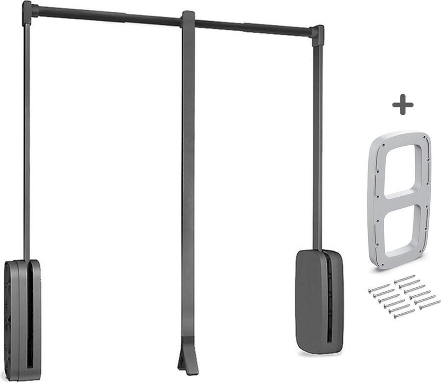 Emuca Washington Kledinglift Garderobelift Kledingroede Kledingstang Grijs 45 60cm