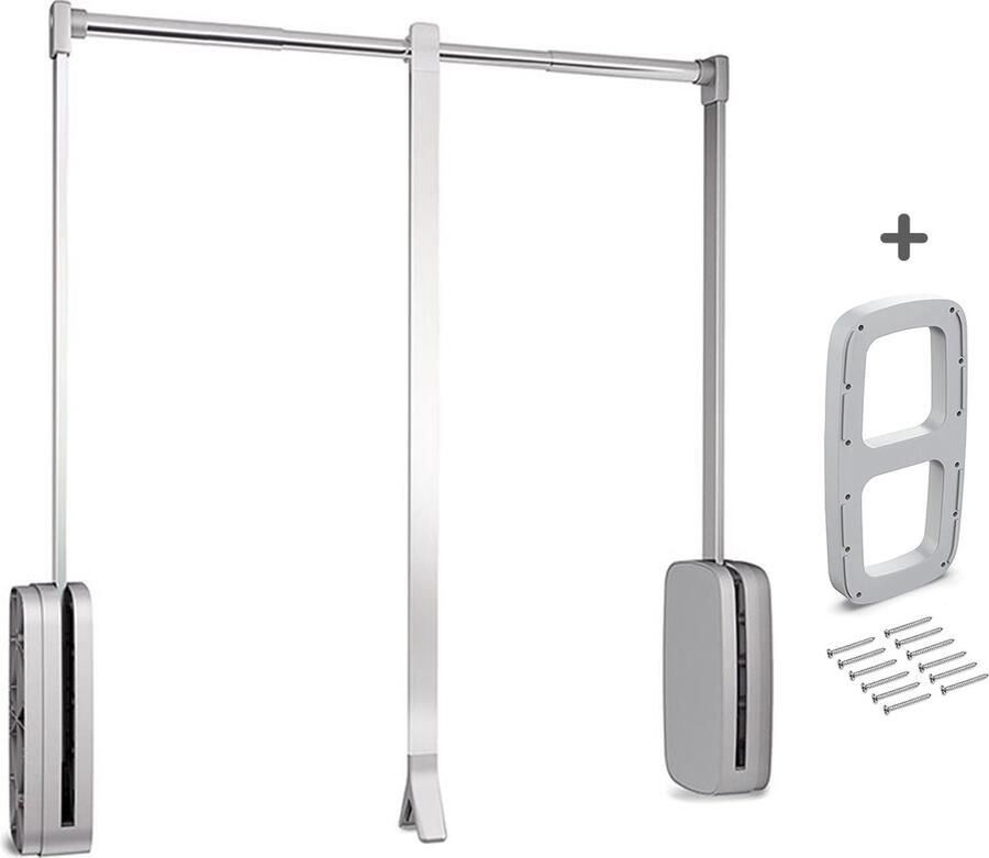 Emuca Eleganca Washington Kledinglift- Garderobelift Kledingroede Kledingstang Zilver 45 60cm