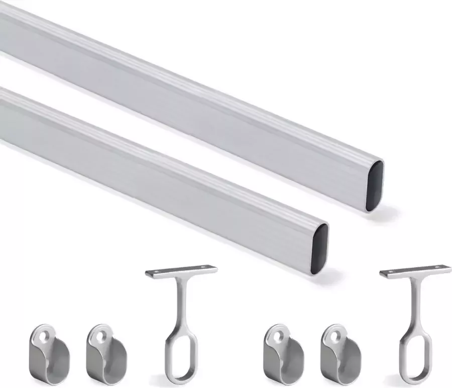 Emuca Garderobestang 30x15 mm aluminium 1150 mm Mat geanodiseerd