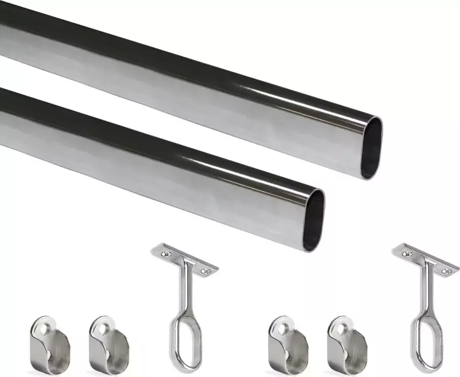 Emuca Garderobestang 30x15 mm staal 1150 mm Verchroomd