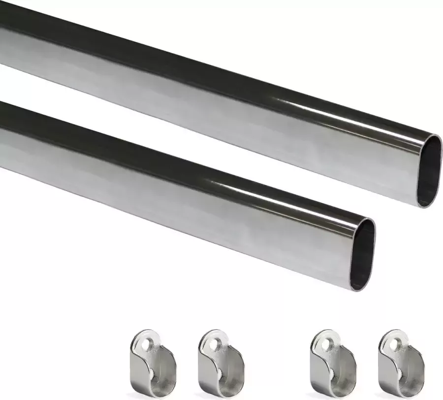 Emuca Garderobestang 30x15 mm staal 750 mm Verchroomd